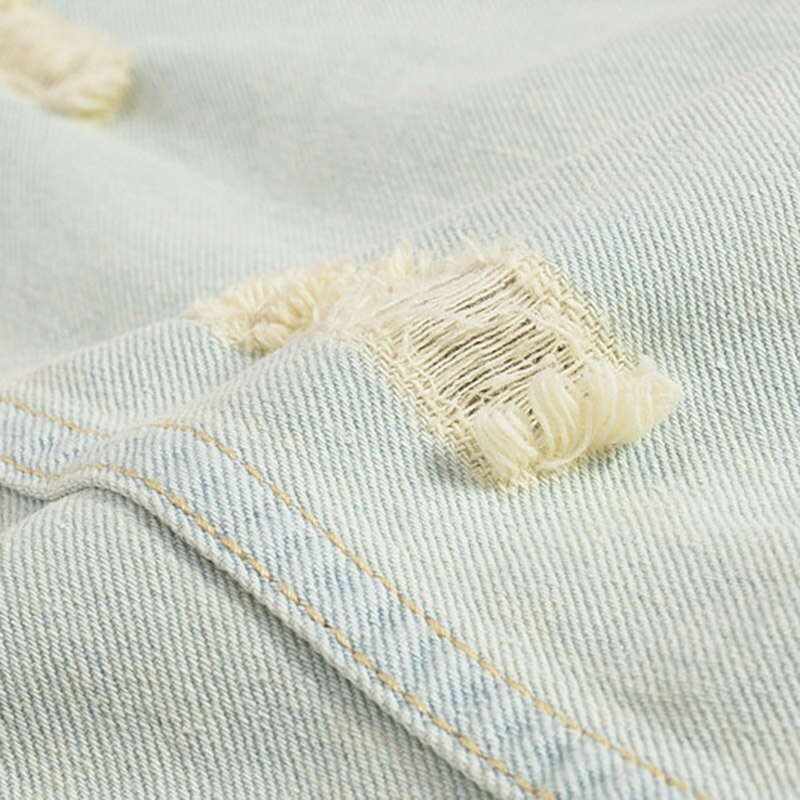 Stijlvol, cool heren lichtblauw denim vest gewassen vintage gescheurd distressed vest mouwloos jeansjack voor heren