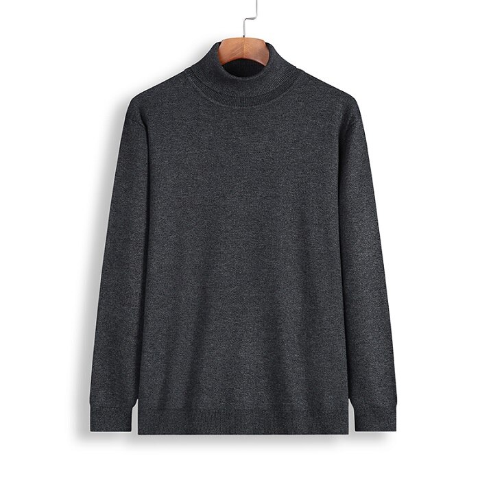 Storlek 8xl 6xl turtleneck tröja höst vinter herr jultröja ledig varm herr stickade tröjor och pullover herr: Mörkgrå / Xl