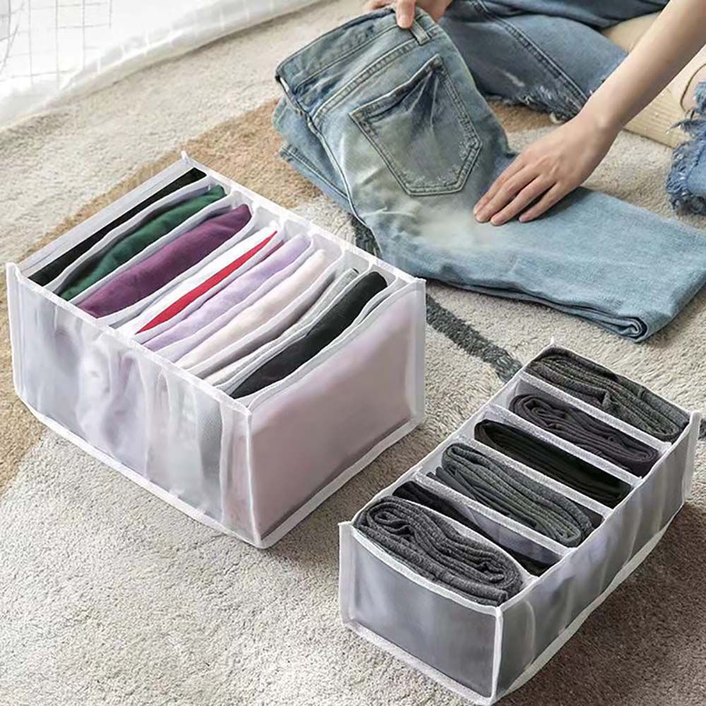 1 Pack Mesh Cloth Translucent Clothes Storage Artifact Home Wardrobe Drawer Underwear Jeans Compartment Storage Divider Bag