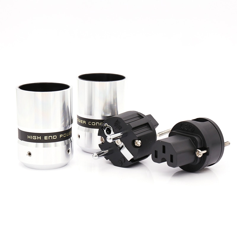 Viborg Schuko Power Plug IEC Connector - Rhodium Plated - DIY Hi-Fi Power Cable