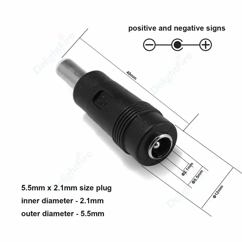 DC-Netzstecker-Stecker-Adapter, 5,5 x 2,1 mm Buchse auf 5,5 x 2,5 mm Stecker, Schalttafelmontage, Terminal-Konverter für Laptop
