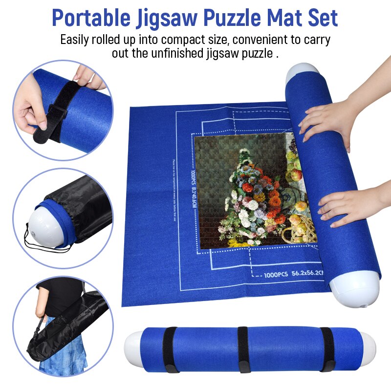 Puzzles Board Jigsaw Mat Set Felt Play Mat Puzzle Storage Accessories Roll Up Blanket with Guide Line Puzzle Mats for Adult Kids
