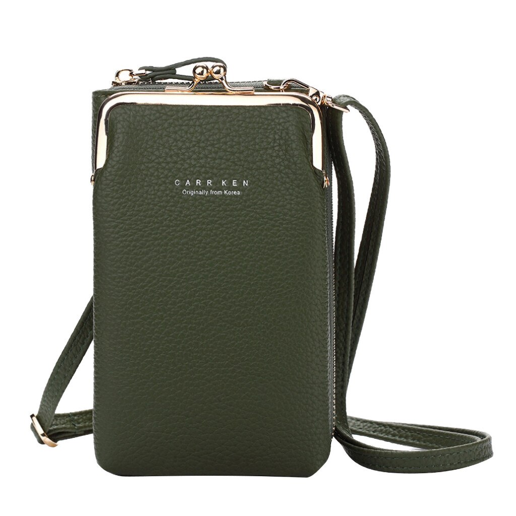 PU Large Capacity Cellphone Bag Female Daily Use Shoulder Bags Women Leather Card Crossbody Messenger Bag Ladies Purse: Green