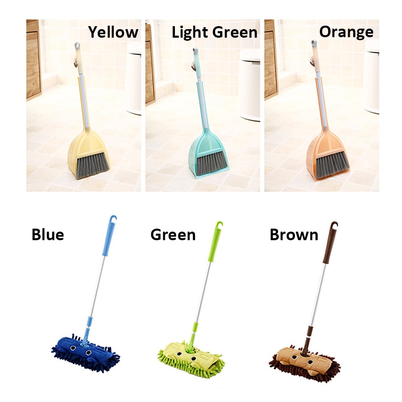 Kids in Kitchen Broom Mop Miniature Utensils Toys Stretchable Floor Cleaning Tools Mop Broom Dustpan Play house Toys