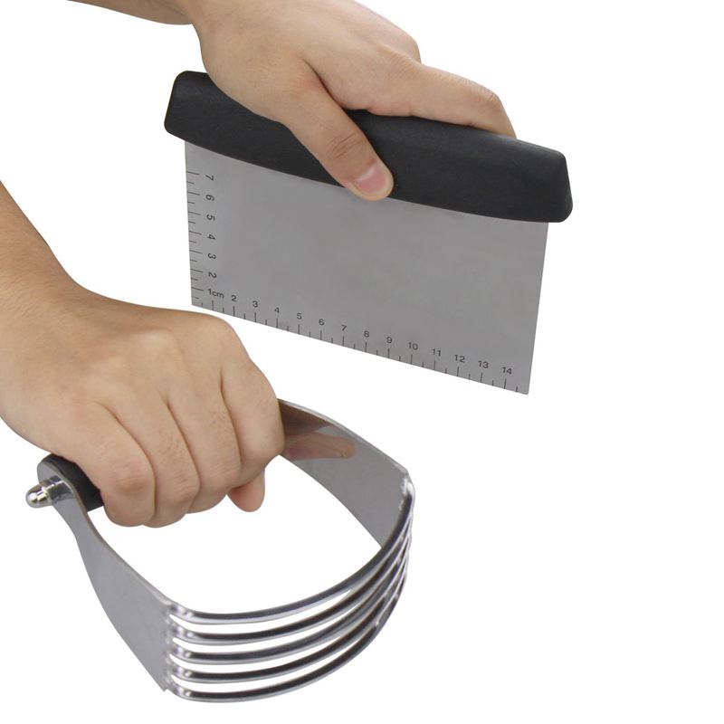 Pastry Cutter Set,Pastry Blender And Dough Scraper, Stainless Steel Bladed Dough Cutter/Blender Scraper Chopper Set