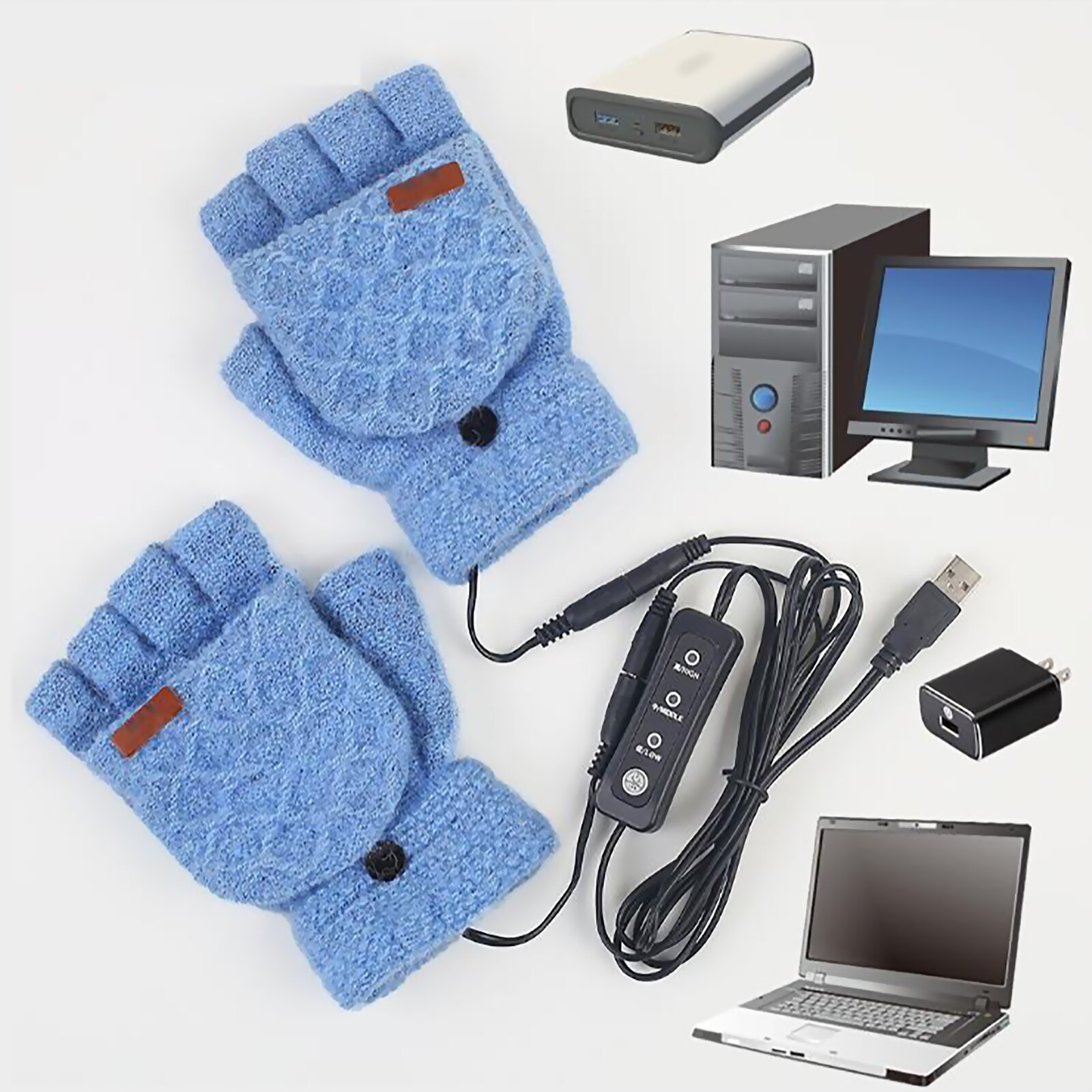 Breathable USB Heated Gloves Winter Heated Gloves Men and Women Warm Knitting Gloves For Home Office Use
