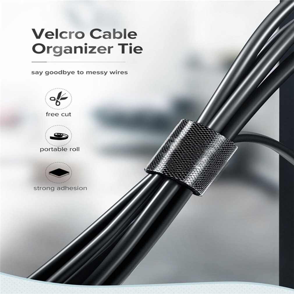 2/3m/4m/5m Velcro Cable Ties Reusable Nylon Self Adhesive Fastener Tape DIY Home Office Cable Harness Manager Wiring Accessories