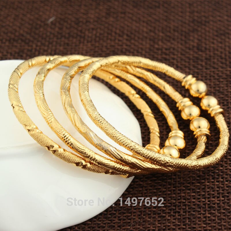 Bebê Pulseira de Ouro Jóias de luxo de Dubai Para Meninos Girls18k Gold Cor Etíope Crianças Bangles Jóias Pulseira