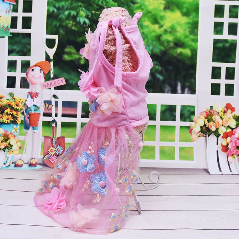 Hund Katze Hochzeit Kleid Tutu Prinzessin Pet Welpen Kleider Blumen Spitze Stickerei Pet Puppy Rock Hochzeit Party Kleidung