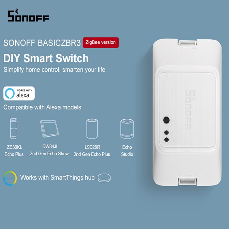 SONOFF-interruptor inteligente BASICZBR3 Zigbee, interruptor de Módulo de Control Remoto inalámbrico para casa inteligente, funciona con Alexa
