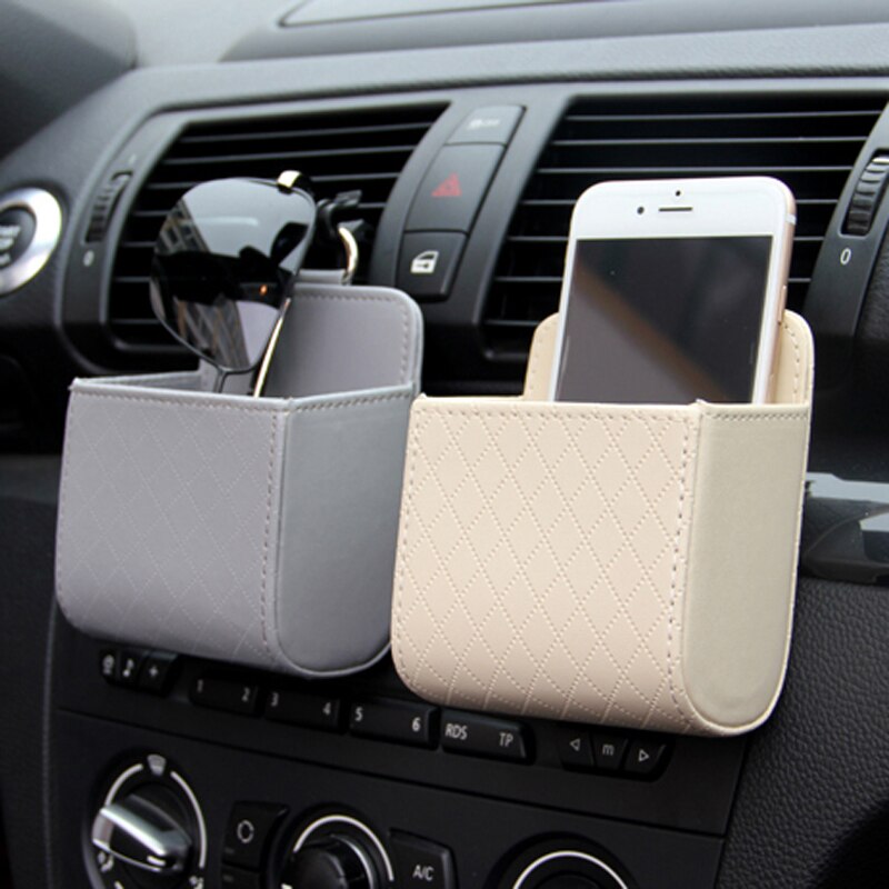 Borsa portaoggetti per auto presa d'aria cruscotto appeso scatola portaoggetti in pelle PU occhiali porta telefono accessori interni per auto