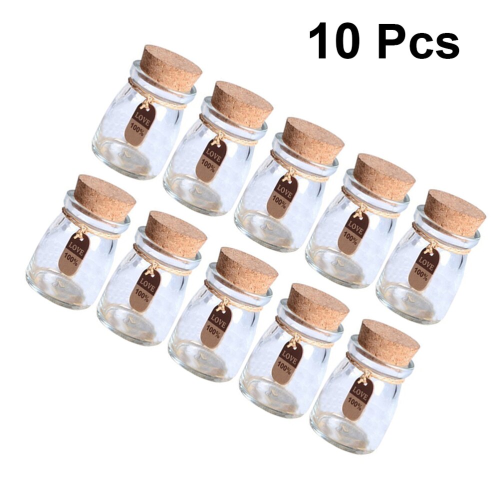 10pcs 100ml Glass Jars with Cork Lids DIY Wishing Bottle Wedding Favors Apothecary Jars Honey Pot Bottles Pudding Glass Bottle w: Default Title
