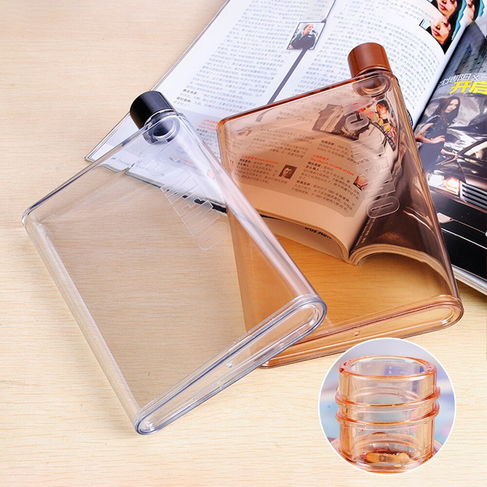 420Ml A5 Papier Cup Botlte Platte Water Fles Bpa Gratis Clear Boek Papier Pad Water Fles Platte Dranken Ketel notebook Fles