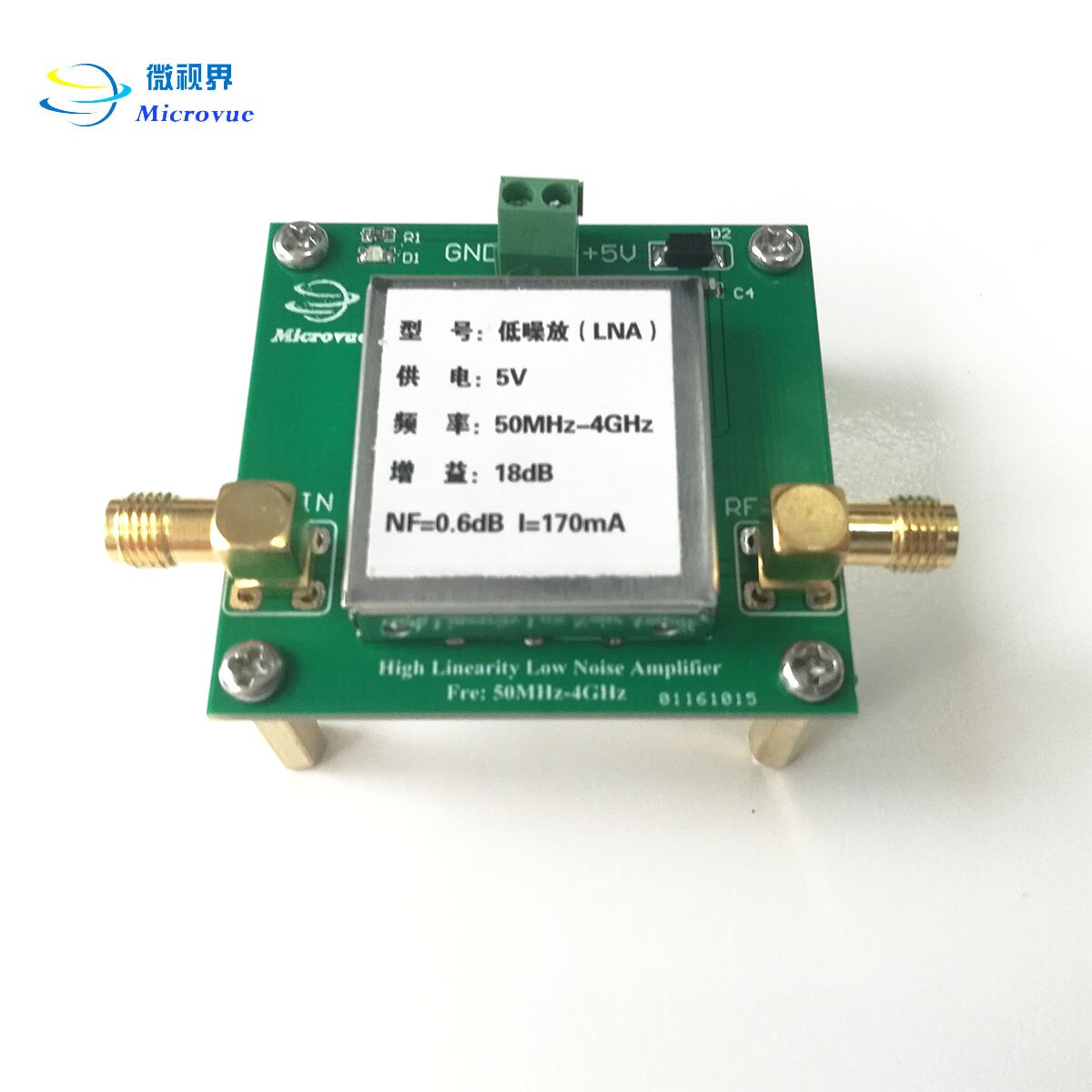 Lågbrusförstärkare lna 50m-4 ghz ultrakortvåg s l-band bredbandsförstärkare gain 18db