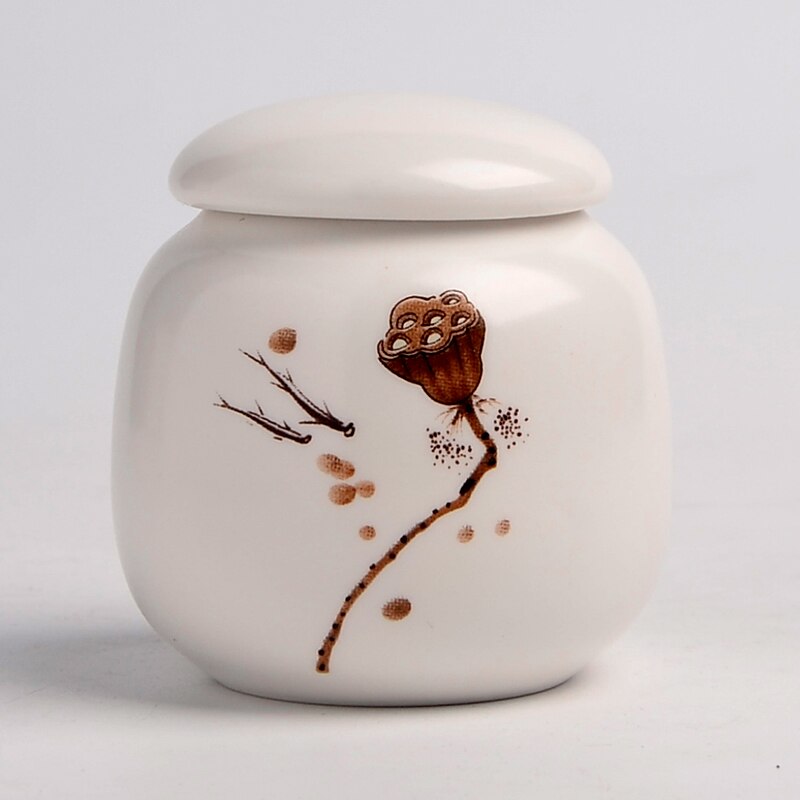 hand-painted tea cans retro ceramic stoneware tea pot tea set box sealed storage tank candy nut bottle: A