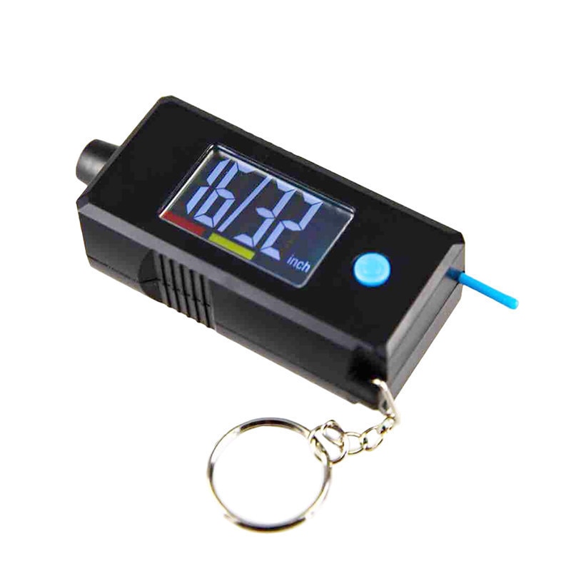 2-in-1 Mini Electronic Digital Display Tire Gauge Keychain Automobile High Precision Tread Depth Tire Pressure Gauge