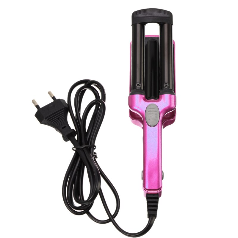 Wave Hair Styler 3 Barrels Big Wave Curling Iron Hair Curlers Crimping Iron Fluffy Waver Salon Hair Styling Tools: Red US