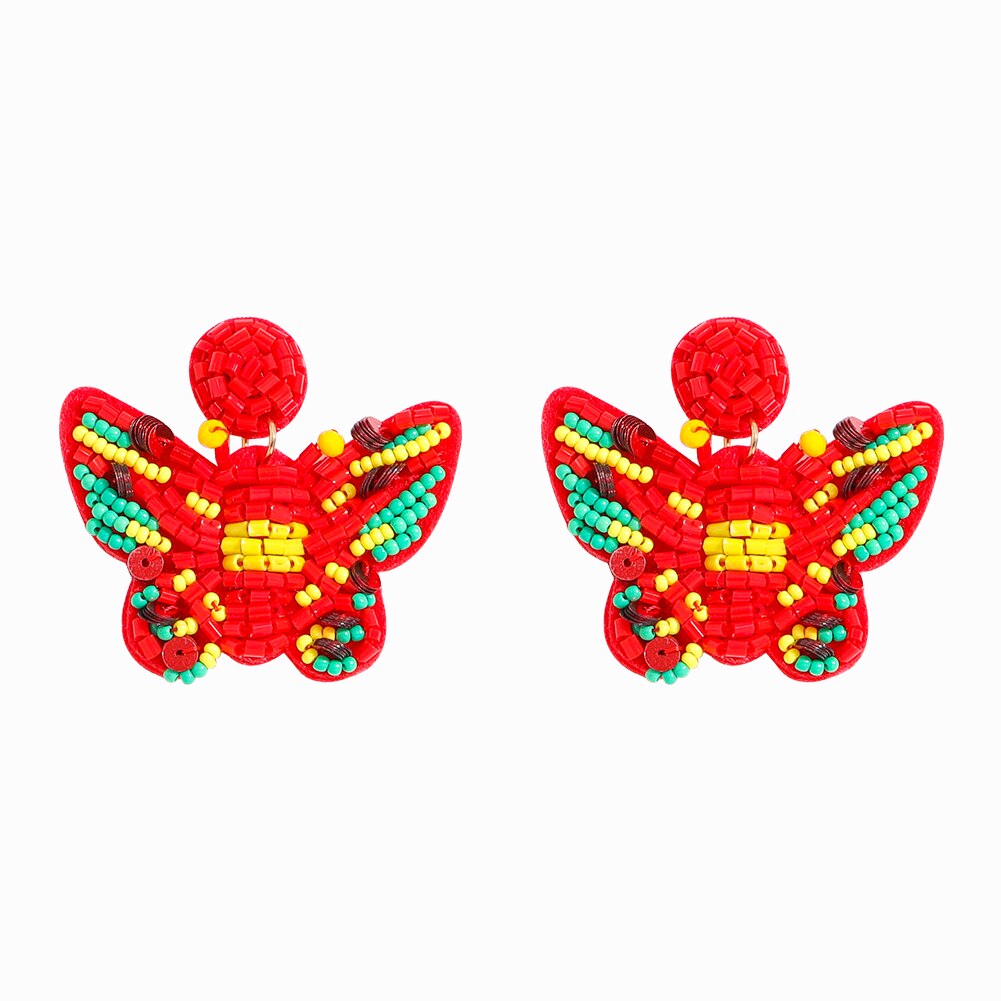 Vedawas Mode Vlinder Kralen Oorbellen Voor Vrouwen Trendy Handgemaakte Acryl Dier Oorbellen Bruiloft Sieraden Party: Red