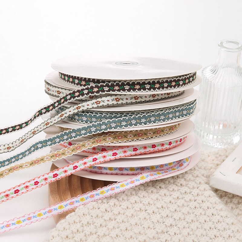 20 Meters Flower Packaging Ribbon Embroidered Lace Fabric Ribbon 1cm Diy Cake Ribbons