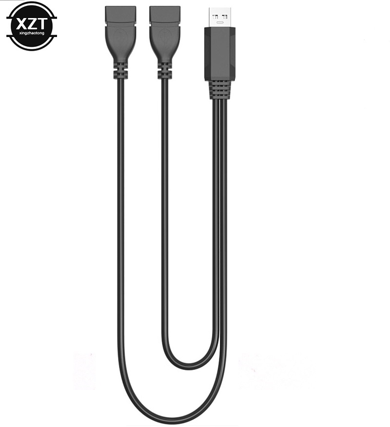 Cable de extensión USB doble USB 2,0 A macho a 2 doble hembra Y divisor transferencia de datos Hub adaptador de cable de alimentación de carga