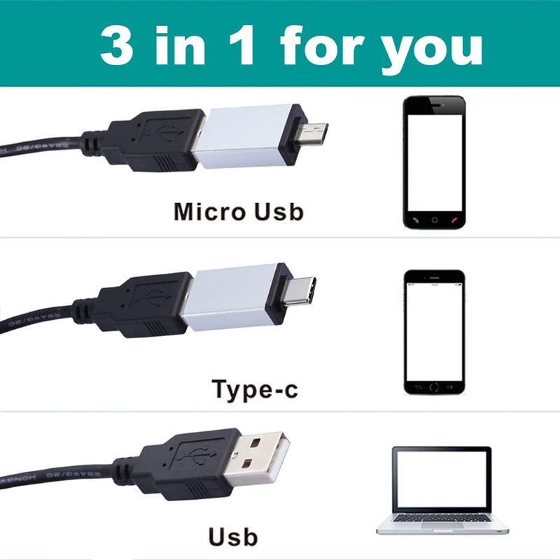 Usb Microscoop Handheld Draagbare Digitale Microscoop 3 In 1 Type-C Micro Usb Electron Microscopen Met 8 Leds 1600X 1000X 500X