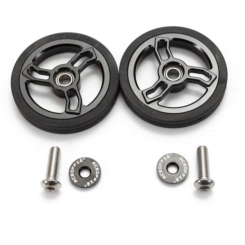 Aceoffix 1pair 56mm Easywheel for Brompton Accessories Easy Wheel 2022 Aluminum Alloy Ultralight 48g: black