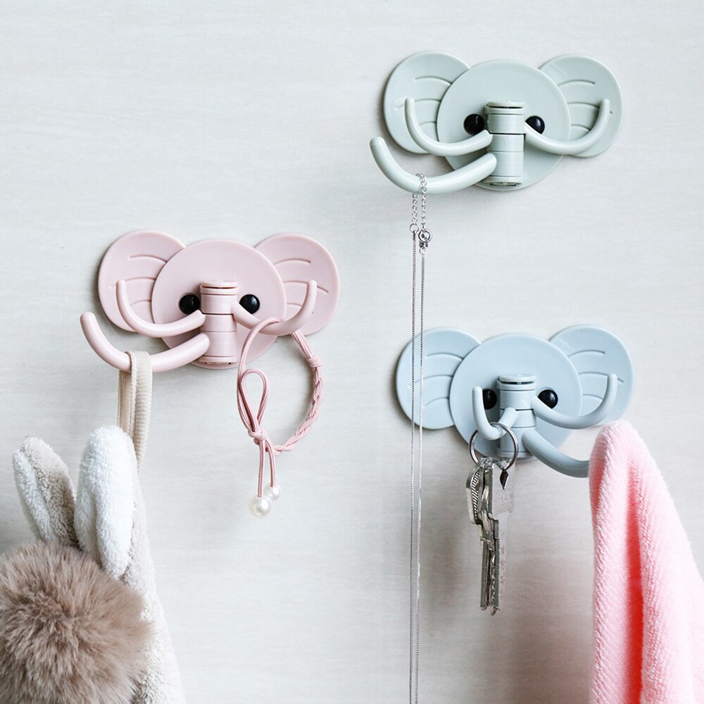 Rotary Elephant Traceless Sticking Hook Towel Storage Rack Seamless Adhesive Hooks Wall Hanger Bathroom Kitchen Supplies