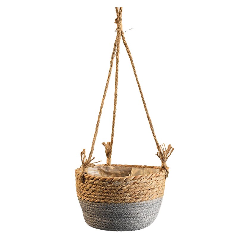 Garden Plant Storage Basket Jute Rope Hanging Planter Woven Indoor Outdoor Flower Holder Macrame Plant Hangers Home Decor: C