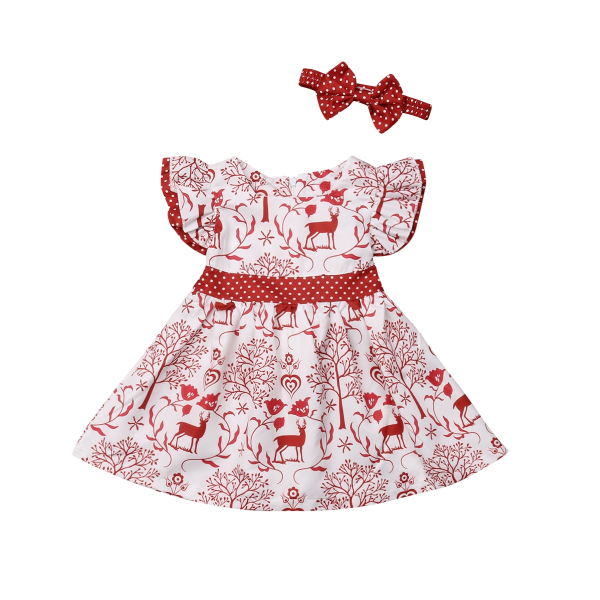 Prinses Kerst Meisje Jurk Leuke Meisjes Herten Print Strik Tutu Jurk Baby Party Jurken Voor Meisjes Xmas Jurken + hoofdband