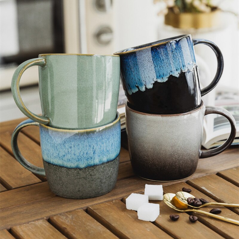 Tasse à café rétro créative, en céramique, Simple, pour le petit déjeuner, pour le lait, l'avoine, l'eau, le thé, G070