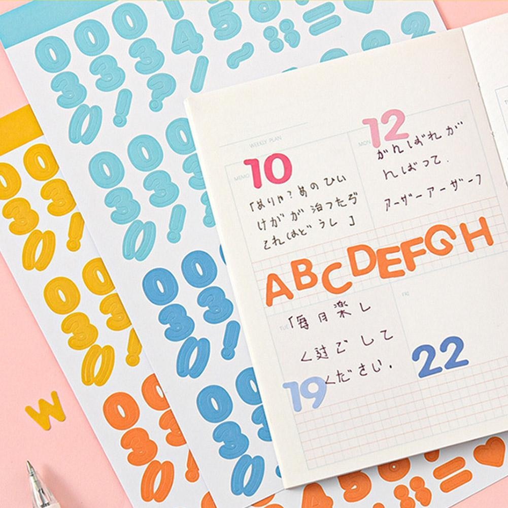 Korean 2pcs Number Digital Sticker Letter Alphabet Stickers Notebook Planner Stationery Scrapbooking Cute Journaling Decora Y1S0