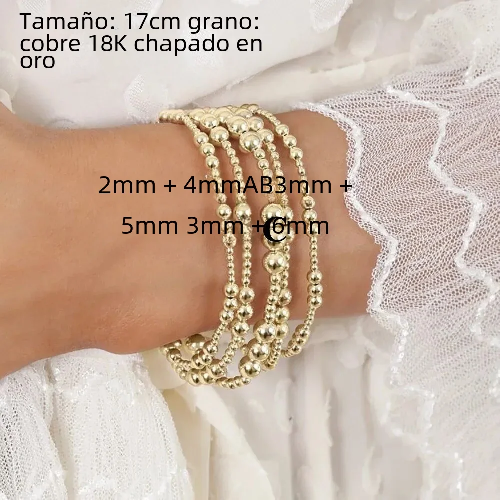 Kkbead 18 k banhado a ouro pulseira frisada pulseiras para mulheres jóias à prova dwaterproof água estiramento pulseras mujer femme