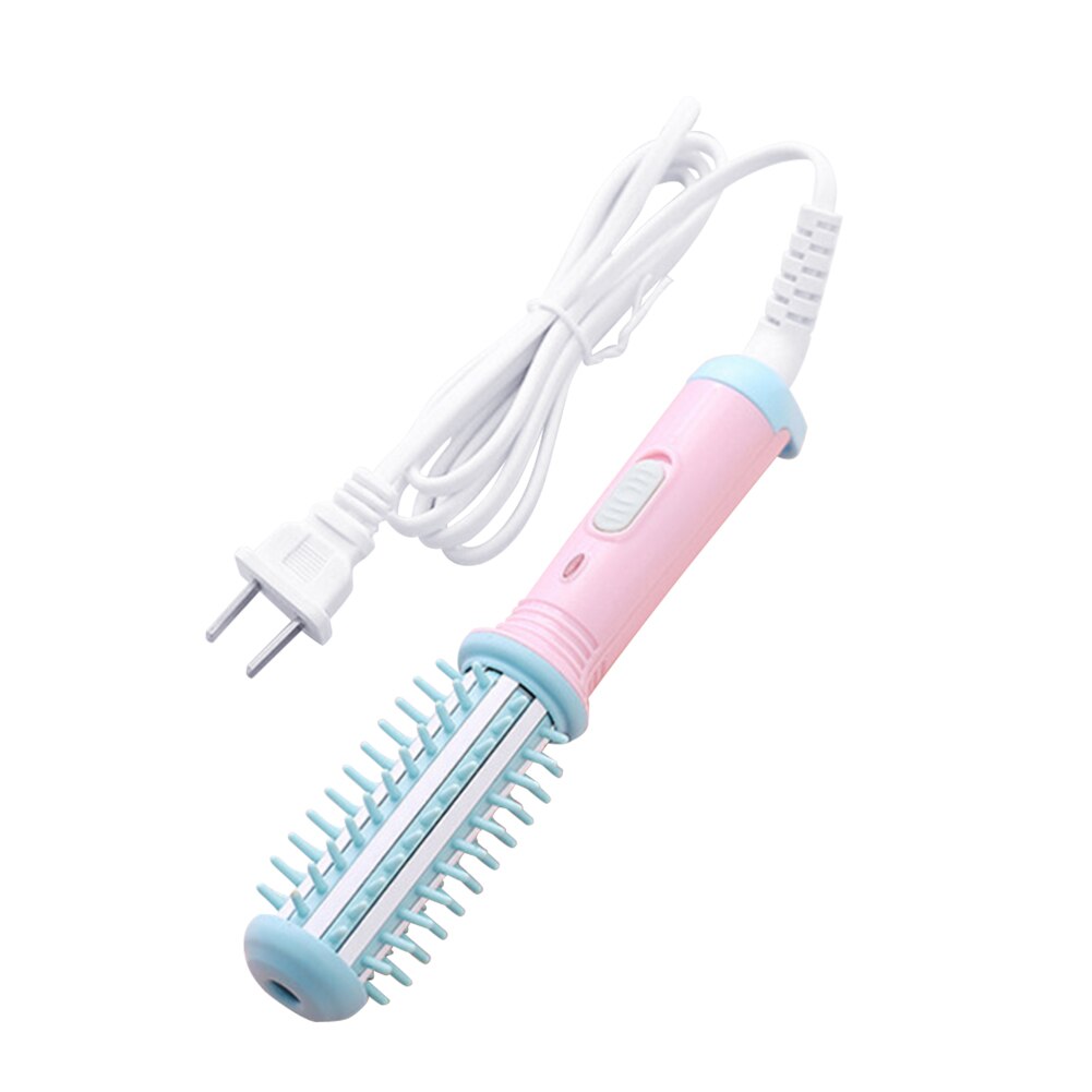 2 in 1 Mini Electric Hair Curler Roller Curling Iron Brush Rotating Hair Styling Tools Travel Hair Curler Comb: Blue