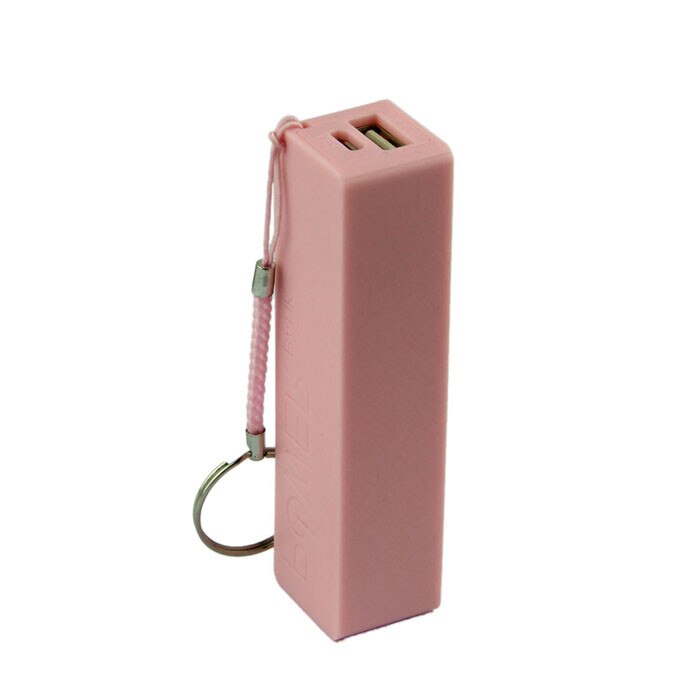 Portable Power Bank 18650 External Backup Battery Charger With Key Chain USB Charging Mobile Phones for Cell Phone: Pink