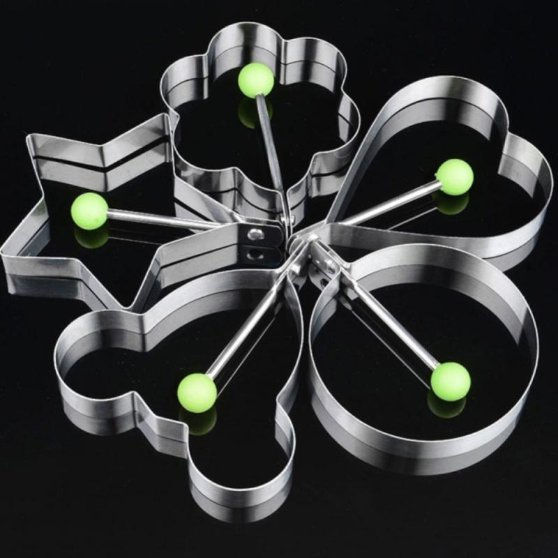 Herramientas de acero inoxidable para huevos fritos, molde de 5 estilos para tortitas, anillo de cocina, decoración creativa, accesorios de cocina