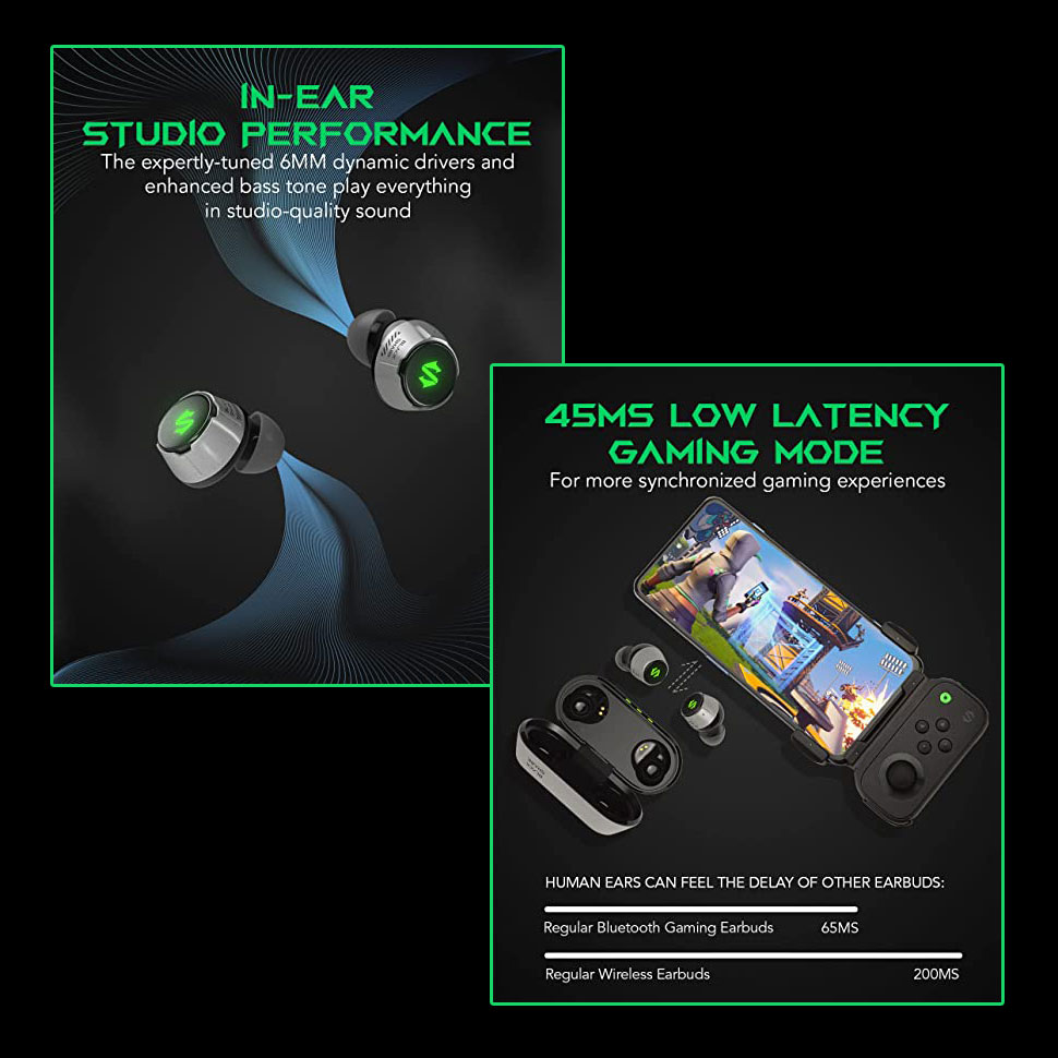 Black Shark-auriculares inalámbricos T4 para videojuegos, por Bluetooth 5,2, con sonido de de estudio, Lucifer T4