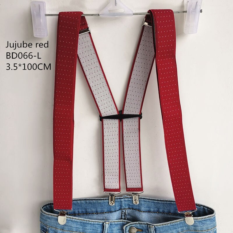 Producto suspensor de puntos en forma de H para hombres y mujeres, tirantes de 3 tamaños para boda, conjunto de camisa, tirante rojo Jujube BD066: jujube red-100cm
