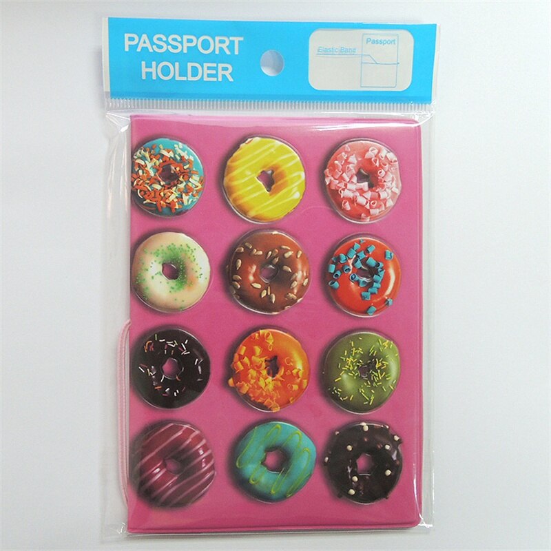 Roze Donut Paspoorthouder Pvc Lederen 3D Paspoort Cover Id Kaarthouder 14*9.6Cm Paspoorthouder