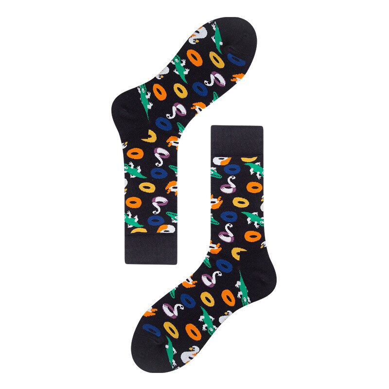 #39 heren gitaar beer wasbeer alpaca lama alpaco's dinosaurus gans maïs happy crew sok nieuwigheid grappig dier casual sok voor heren: 3