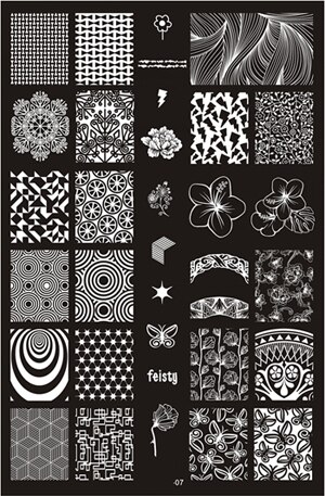 Plaques d&#39;estampage pour ongles, 14.5x9.5cm, 1 x tampon mixte en acier inoxydable, modèle pour Nail Art, outils de manucure: 07