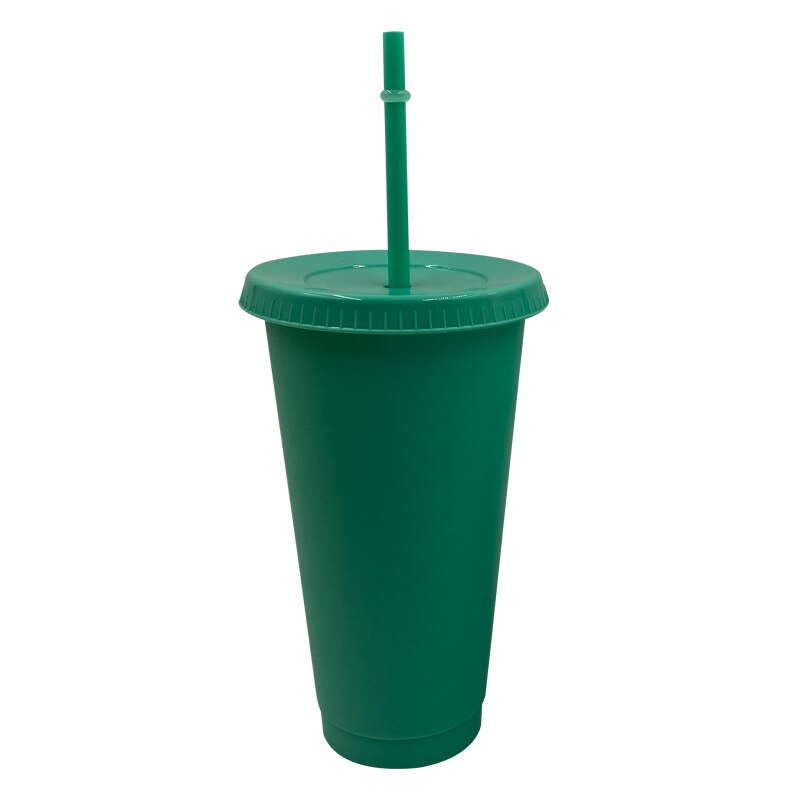 Plastic Stro Cup Multifunctionele Kerst Dag Stro Fles Outdoor Draagbare Leuke Waterfles Kantoor Drank Koffie Mok: L green