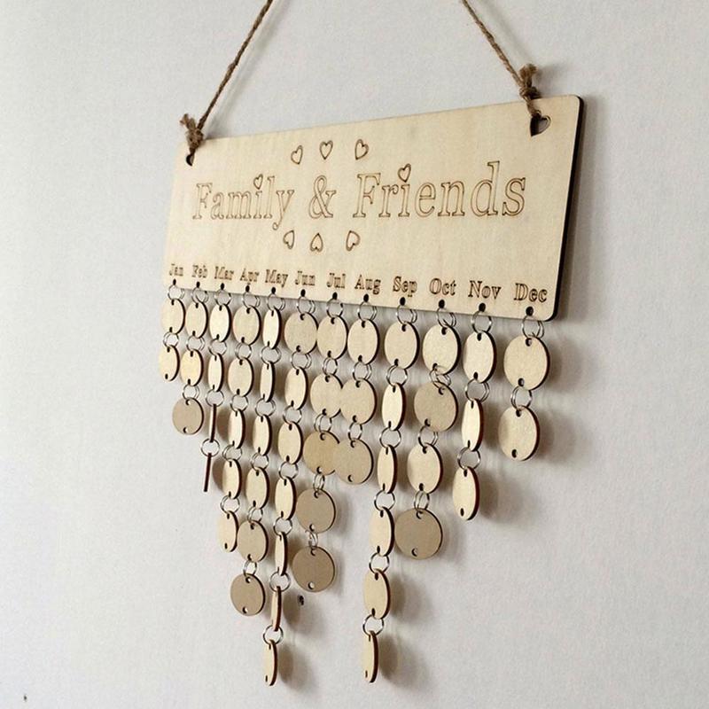Christmas decorations Wood Birthday Reminder Board Friends Sign Board Family Ply plaque Calendar Birch DIY E6O1