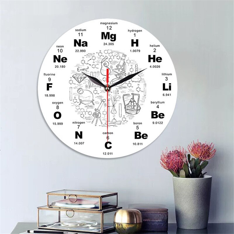 Acrylic Astronomical Digital Wall Clock Living Room Office Wall Decorative Quartz Silent Clock Chemical Symbols Clock: White