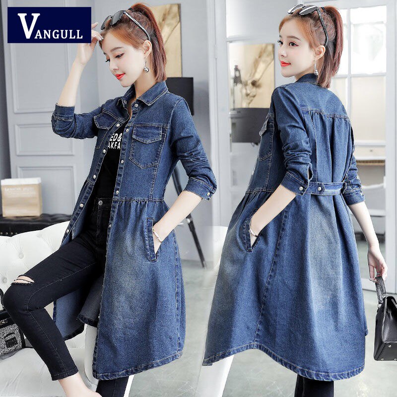 Long denim 2025 coat ladies