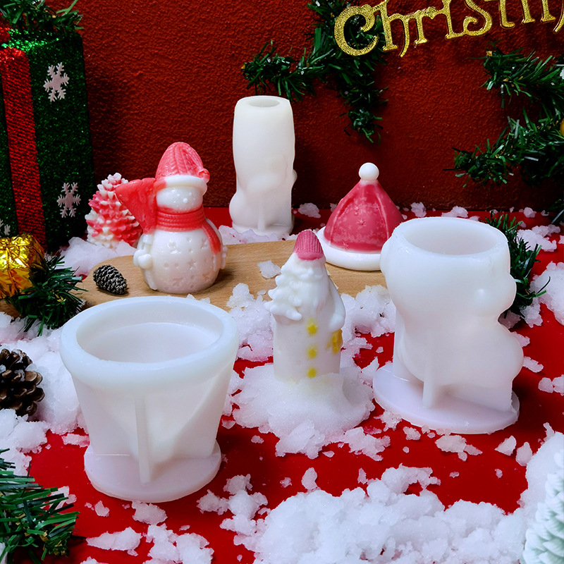Stampo per candele in silicone 3D albero di Natale pupazzo di neve Decorazione natalizia fai da te artigianato gesso in resina stampo in argilla di cemento regalo di Natale
