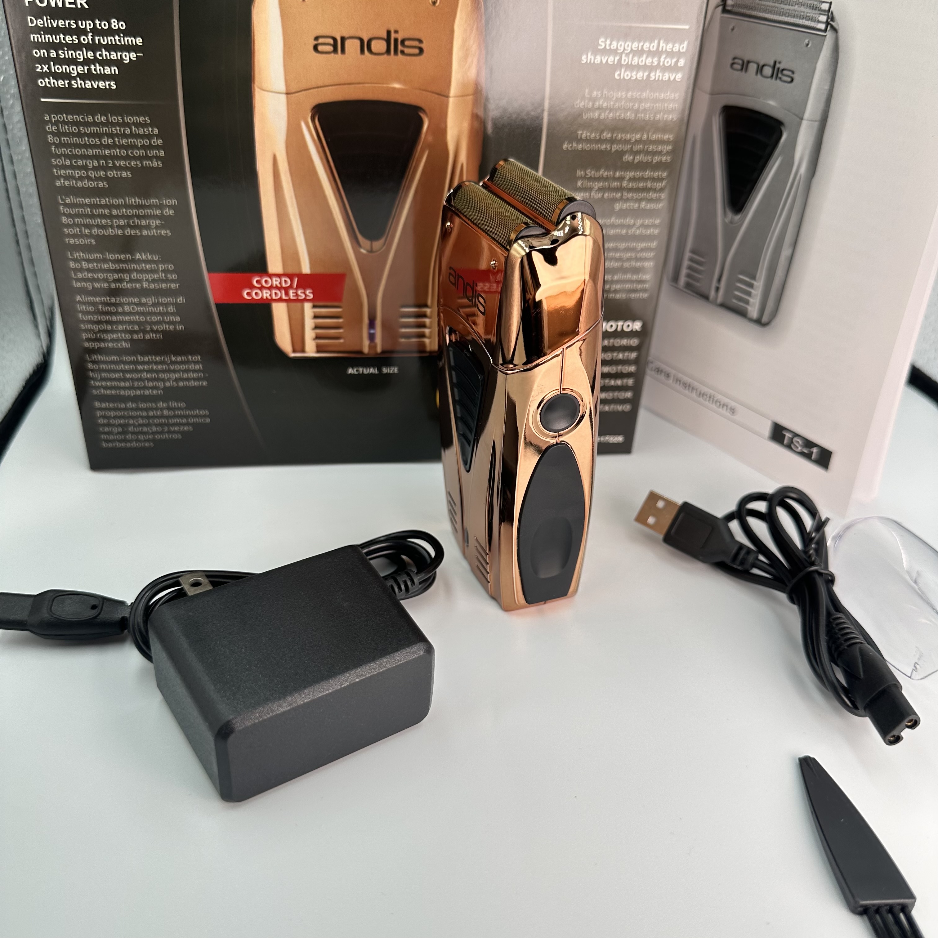 Andy profoil lítio plus 17205 barbeiro limpeza de cabelo barbeador elétrico para homens navalha 17225 máquina de cortar cabelo careca suprimentos