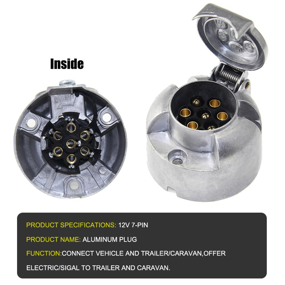 7-Pin Trailer Plug Socket Aluminum Round Trailer Connector Truck Cable Connector Accessoires Truck Trailer Coupling Hitch Lock