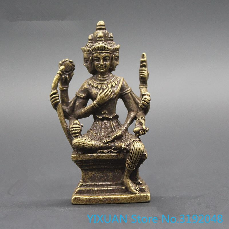 Brons Erawan Boeddha Kleine Decoratie Messing Antieke Nepal Tantrische Boeddha Acht-Gewapende Bronzen Boeddha Vierarmige Guanyin Antieke