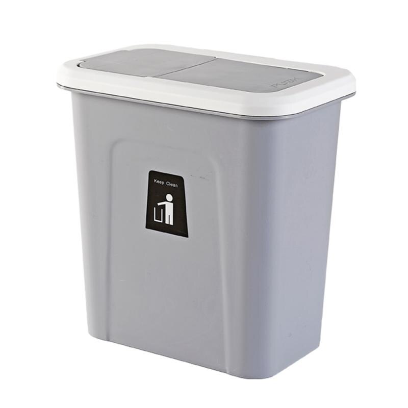 1pc couvercle coulissant poubelle cuisine armoire porte suspendus stockage poubelle sanitaire mural pliant poubelle outils de cuisine: gray