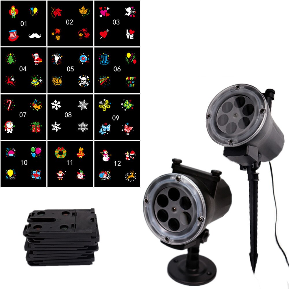 LED Projector Light 12 Pattern Landscape Lamp Projection For Halloween Christmas Party &: US Plug